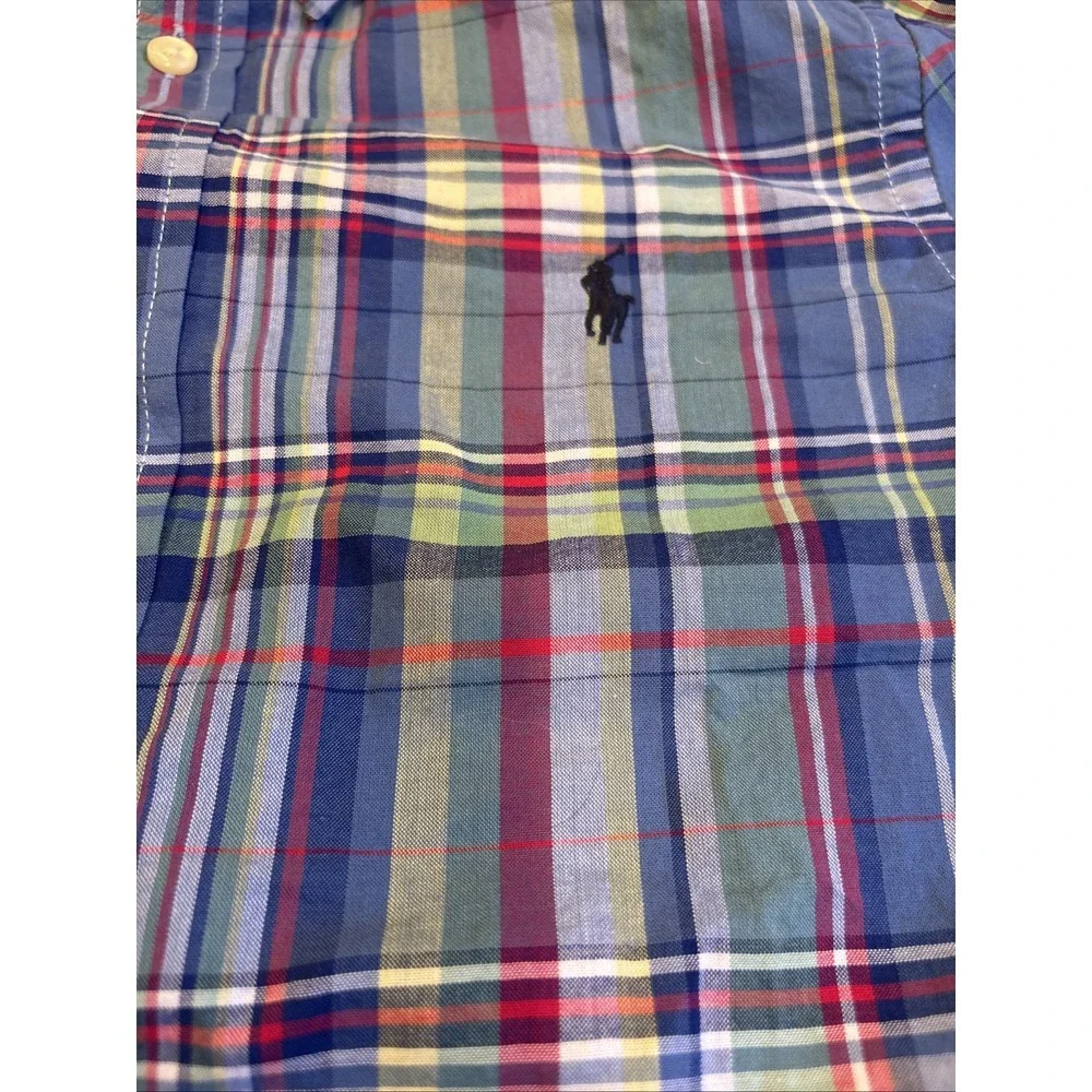 Polo Ralph Lauren‎ Madras Plaid Cotton Button Down Boy's Large(14-16)
